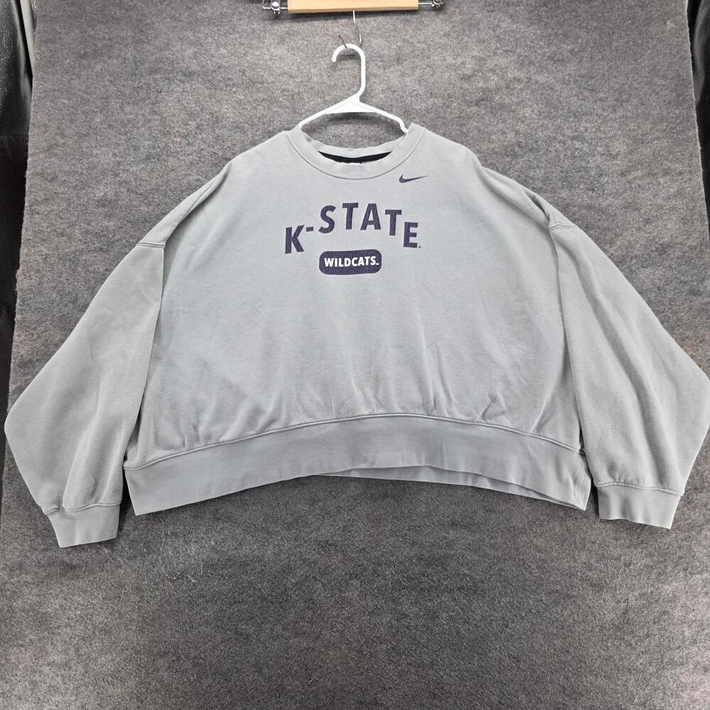 Nike Sweatshirt Womens XXL Gray Pullover K-State Wildcats Graphic Oversized